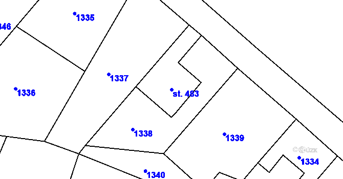 Parcela st. 483 v KÚ Háje u Chebu, Katastrální mapa