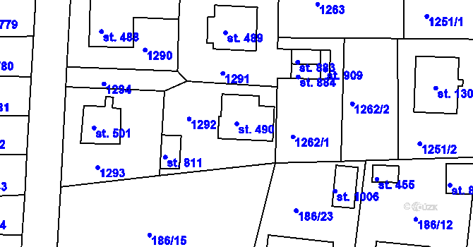 Parcela st. 490 v KÚ Háje u Chebu, Katastrální mapa