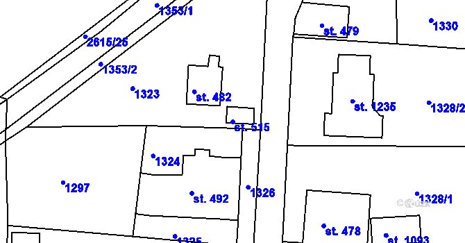 Parcela st. 515 v KÚ Háje u Chebu, Katastrální mapa