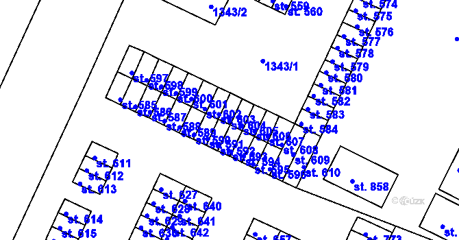 Parcela st. 604 v KÚ Háje u Chebu, Katastrální mapa