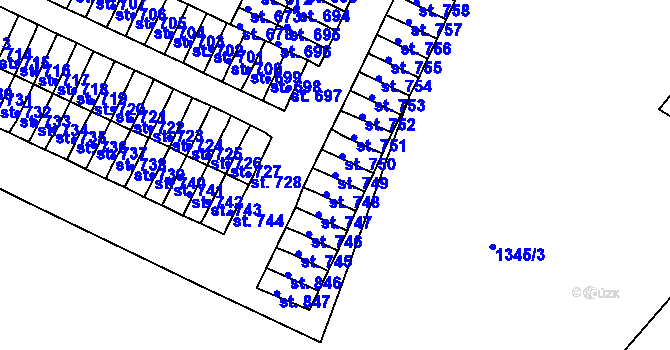 Parcela st. 749 v KÚ Háje u Chebu, Katastrální mapa