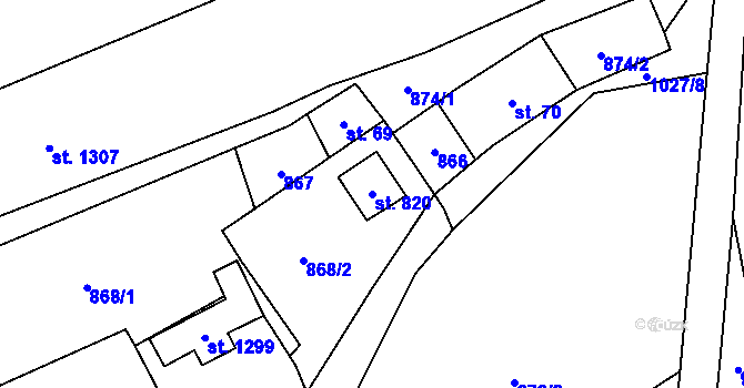 Parcela st. 820 v KÚ Háje u Chebu, Katastrální mapa