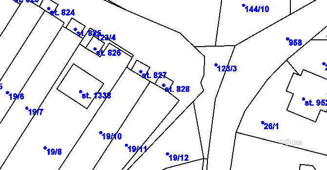 Parcela st. 828 v KÚ Háje u Chebu, Katastrální mapa