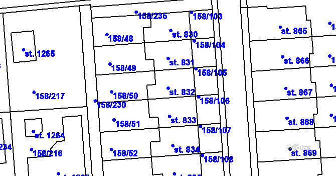 Parcela st. 832 v KÚ Háje u Chebu, Katastrální mapa