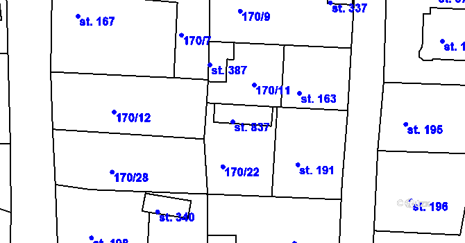 Parcela st. 837 v KÚ Háje u Chebu, Katastrální mapa