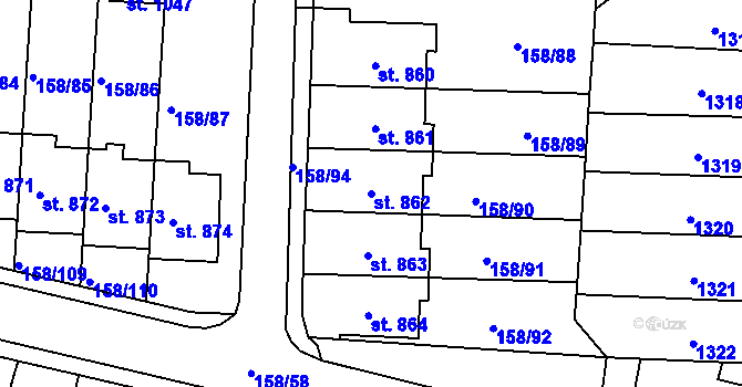 Parcela st. 862 v KÚ Háje u Chebu, Katastrální mapa