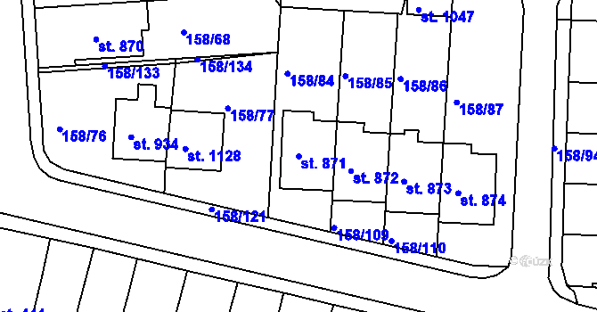 Parcela st. 871 v KÚ Háje u Chebu, Katastrální mapa