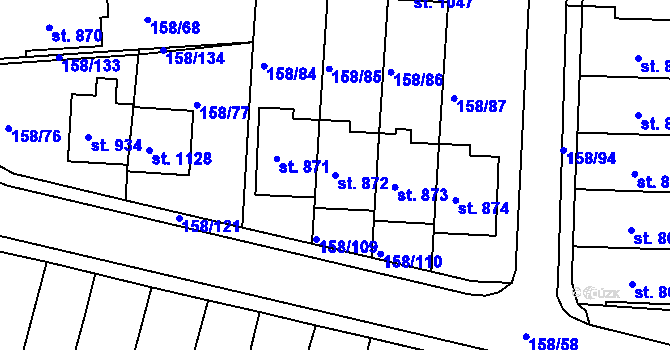 Parcela st. 872 v KÚ Háje u Chebu, Katastrální mapa