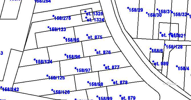 Parcela st. 876 v KÚ Háje u Chebu, Katastrální mapa