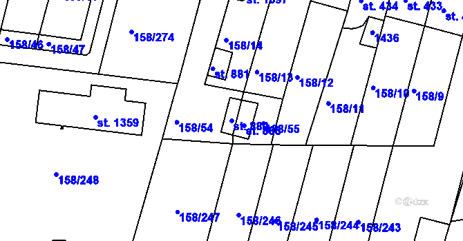 Parcela st. 880 v KÚ Háje u Chebu, Katastrální mapa