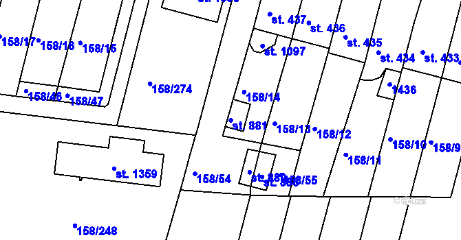 Parcela st. 881 v KÚ Háje u Chebu, Katastrální mapa
