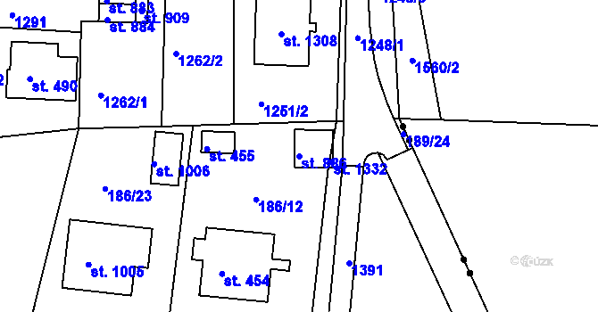 Parcela st. 886 v KÚ Háje u Chebu, Katastrální mapa
