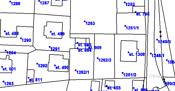 Parcela st. 909 v KÚ Háje u Chebu, Katastrální mapa