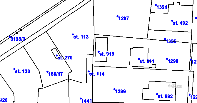 Parcela st. 919 v KÚ Háje u Chebu, Katastrální mapa