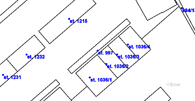 Parcela st. 997 v KÚ Háje u Chebu, Katastrální mapa