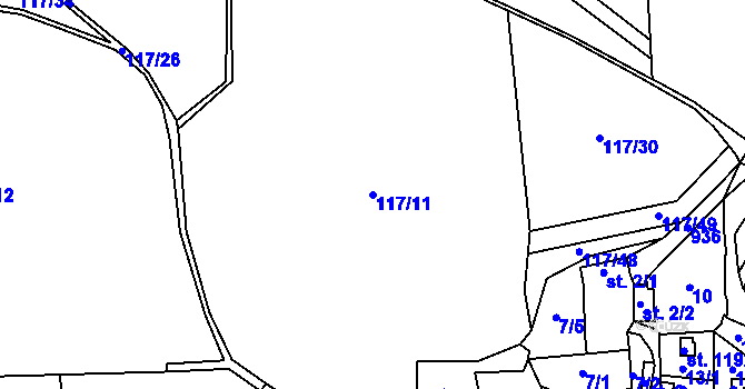 Parcela st. 117/11 v KÚ Háje u Chebu, Katastrální mapa
