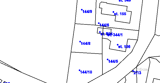 Parcela st. 144/8 v KÚ Háje u Chebu, Katastrální mapa