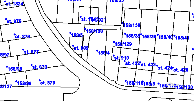 Parcela st. 158/4 v KÚ Háje u Chebu, Katastrální mapa