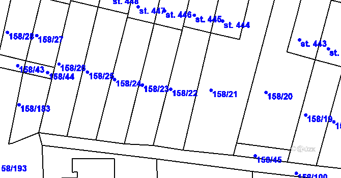 Parcela st. 158/22 v KÚ Háje u Chebu, Katastrální mapa