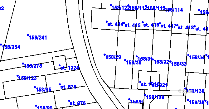 Parcela st. 158/29 v KÚ Háje u Chebu, Katastrální mapa