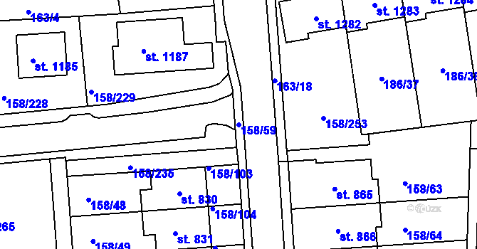 Parcela st. 158/59 v KÚ Háje u Chebu, Katastrální mapa