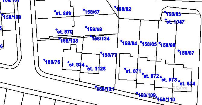 Parcela st. 158/77 v KÚ Háje u Chebu, Katastrální mapa
