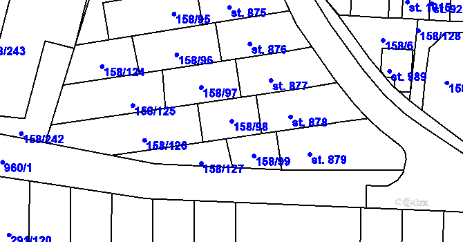Parcela st. 158/98 v KÚ Háje u Chebu, Katastrální mapa