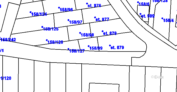 Parcela st. 158/99 v KÚ Háje u Chebu, Katastrální mapa