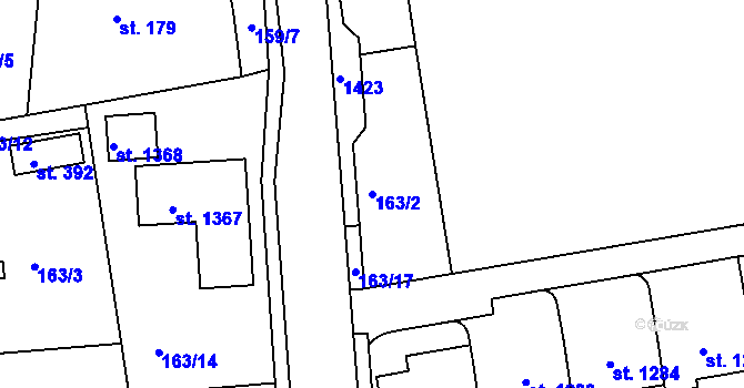 Parcela st. 163/2 v KÚ Háje u Chebu, Katastrální mapa