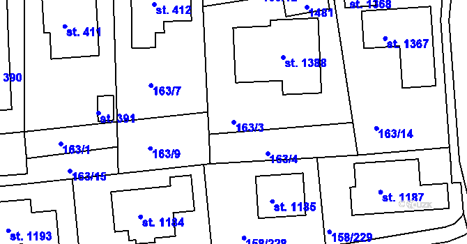 Parcela st. 163/3 v KÚ Háje u Chebu, Katastrální mapa