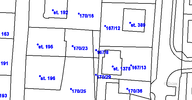 Parcela st. 167/8 v KÚ Háje u Chebu, Katastrální mapa