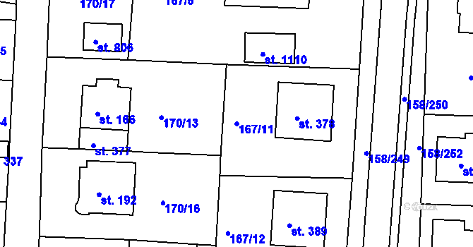 Parcela st. 167/11 v KÚ Háje u Chebu, Katastrální mapa