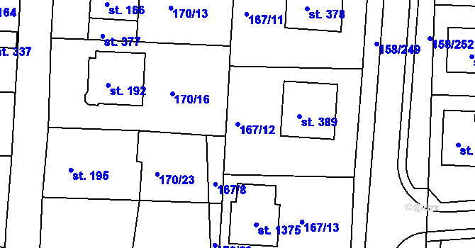 Parcela st. 167/12 v KÚ Háje u Chebu, Katastrální mapa