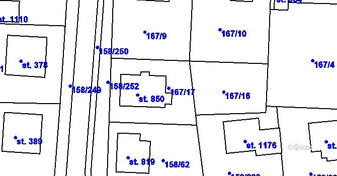 Parcela st. 167/17 v KÚ Háje u Chebu, Katastrální mapa