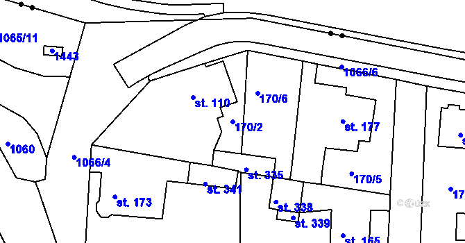 Parcela st. 170/2 v KÚ Háje u Chebu, Katastrální mapa