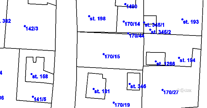 Parcela st. 170/15 v KÚ Háje u Chebu, Katastrální mapa