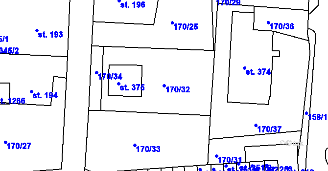 Parcela st. 170/32 v KÚ Háje u Chebu, Katastrální mapa