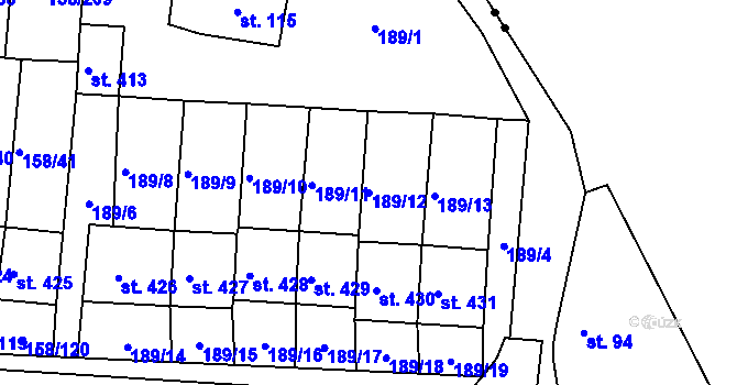 Parcela st. 189/12 v KÚ Háje u Chebu, Katastrální mapa