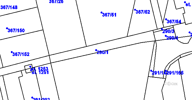 Parcela st. 290/1 v KÚ Háje u Chebu, Katastrální mapa