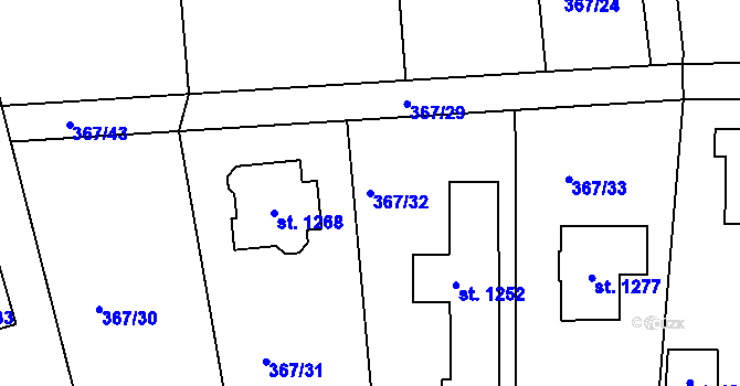 Parcela st. 367/32 v KÚ Háje u Chebu, Katastrální mapa