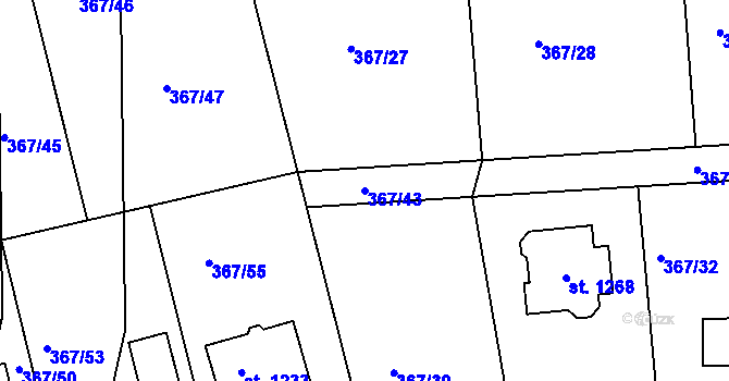 Parcela st. 367/43 v KÚ Háje u Chebu, Katastrální mapa