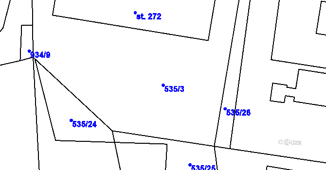 Parcela st. 535/3 v KÚ Háje u Chebu, Katastrální mapa