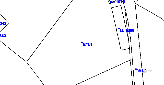 Parcela st. 571/1 v KÚ Háje u Chebu, Katastrální mapa