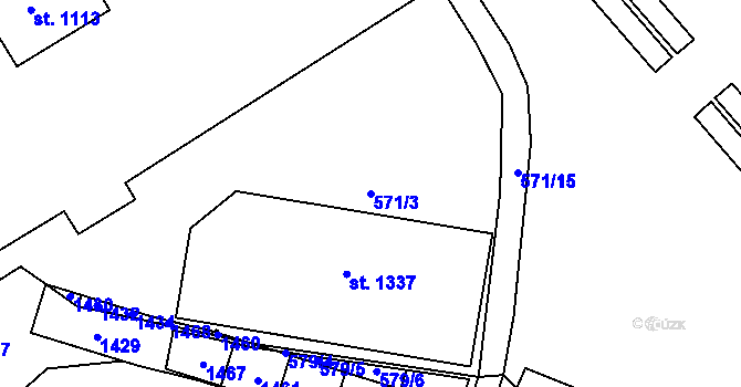Parcela st. 571/3 v KÚ Háje u Chebu, Katastrální mapa