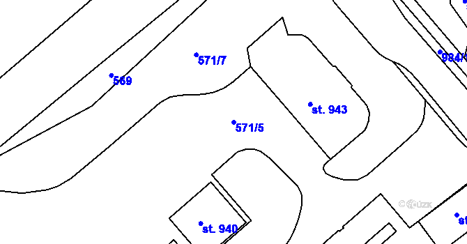 Parcela st. 571/5 v KÚ Háje u Chebu, Katastrální mapa