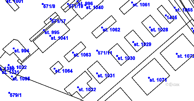 Parcela st. 571/11 v KÚ Háje u Chebu, Katastrální mapa
