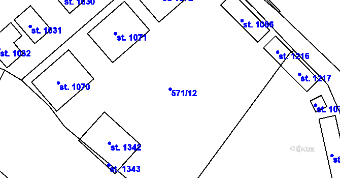 Parcela st. 571/12 v KÚ Háje u Chebu, Katastrální mapa