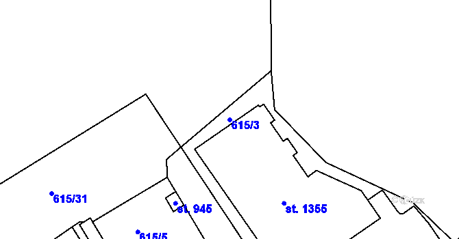 Parcela st. 615/3 v KÚ Háje u Chebu, Katastrální mapa