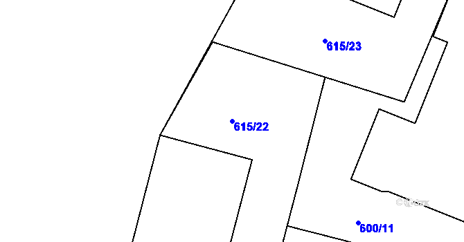 Parcela st. 615/22 v KÚ Háje u Chebu, Katastrální mapa