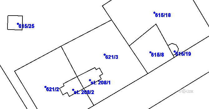 Parcela st. 621/3 v KÚ Háje u Chebu, Katastrální mapa